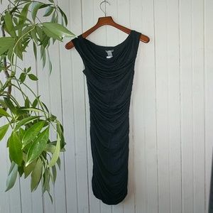 🆕 H&M black ruched cowl neck midi dress 34 0